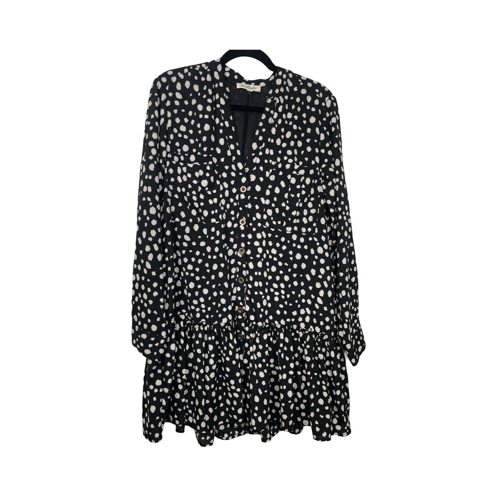 Listicle Polka Dot Black And White  Ruffle Dress Small