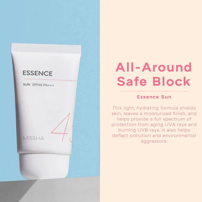 MISSHA All Around Safe Block Essence Sun 50 ml FPS 45 PA+++ Crema solar K-Beauty Foto 4 de 4