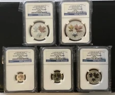 2016 GILT CANADA MAPLE LEAF FIRST RELEASES A HISTORIC REIGN PF 70 FRACTIONAL SET