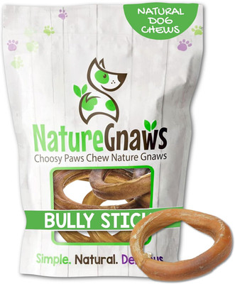 Bully Stick Rings for Dogs (5 Count) - Long Lasting for Aggressive Chewers - Nat