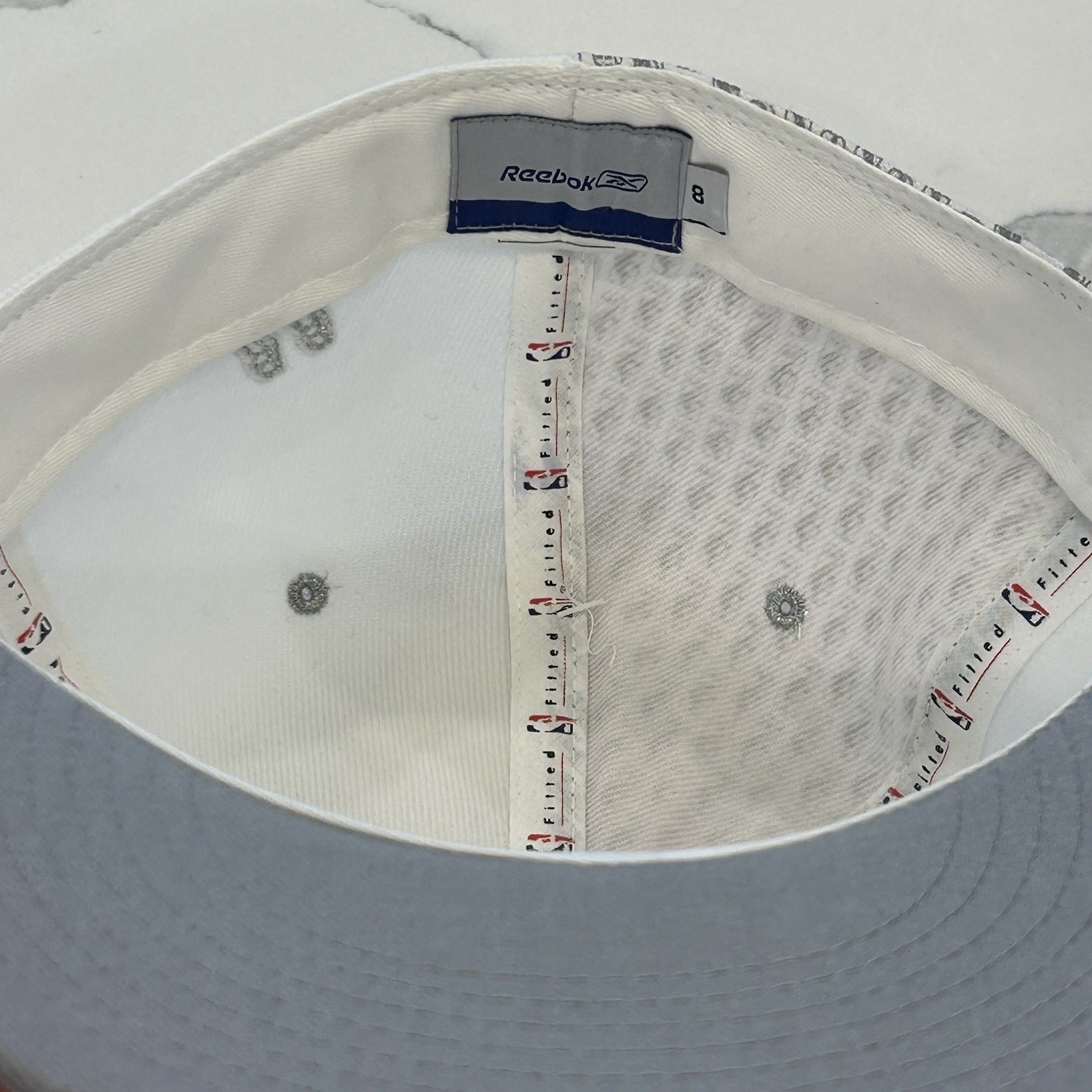 San Antonio Spurs NEW Reebok fitted hat size 8 White All Over & Silver Deadstock thumbnail 4