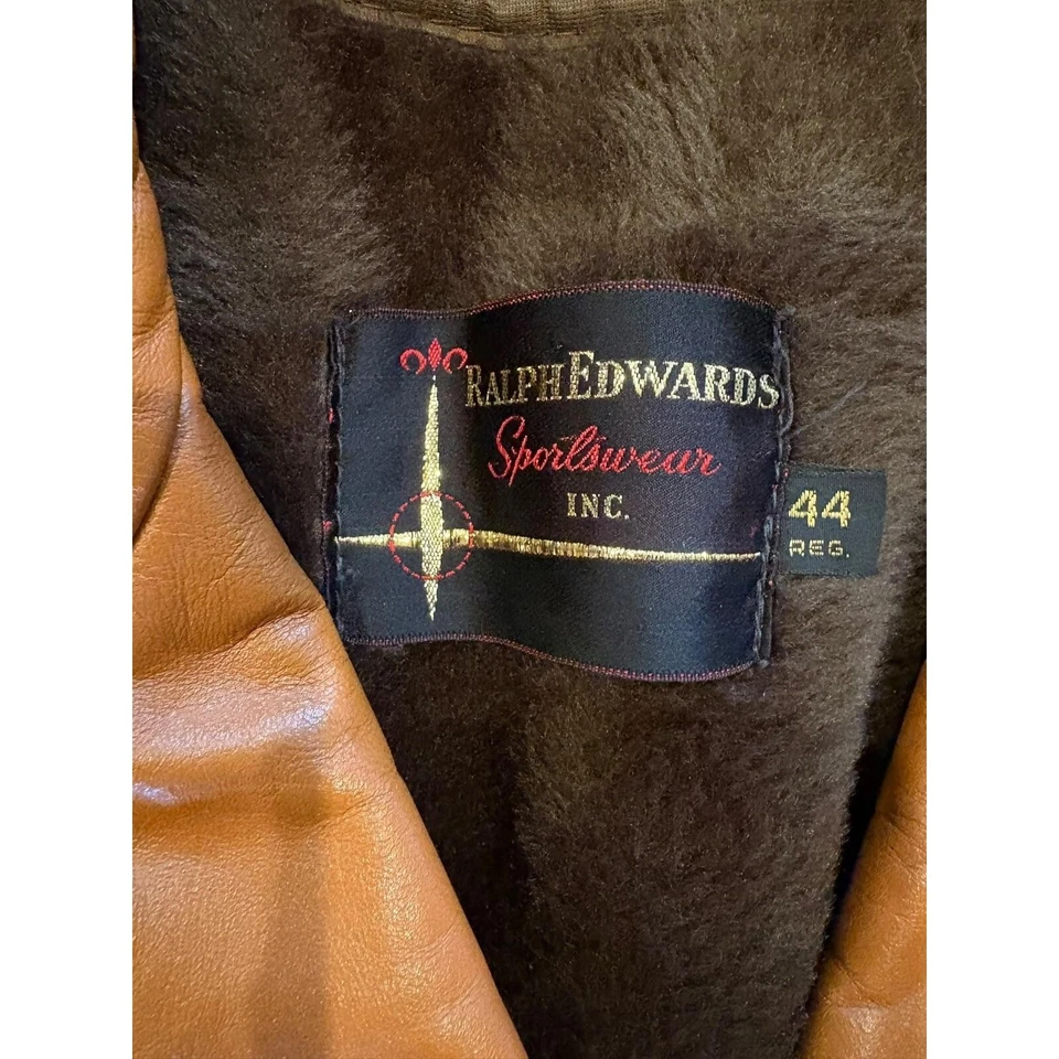 Abrigo Chaqueta Blazer Ralph Edwards Vintage Para Hombre Cuero Marrón Deportivo 44R Retro Foto 2 de 4