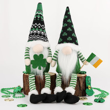 St. Patrick'S Day Decorations, 2 Pcs Lucky Shamrock Gnomes Plush for Tiered Tray