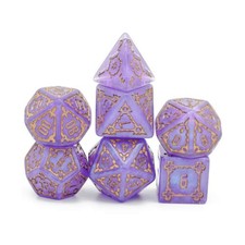 Foam Brain Dice Huge Poly Set - Purple Castle w/Gold 7 New