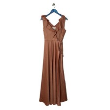 BHLDN Sedona Tansy Satin Charmeuse Ruffle Maxi Wrap Gown