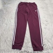Adidas Originals Women's M Burgundy Trefoil Cuffed Sweatpants Blokcore Lounge