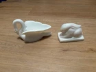Vintage Milk Glass Figures Swan & Bunny Rabbit No Cracks Lot of 2