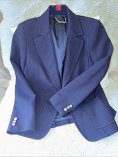 Trina Turk Navy Blue Blazer women  s Sz 6 Gold Buttons