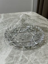 Cut Glass Serving Plate Bowl Star Pattern Pressed Glass Dish Vintage Style