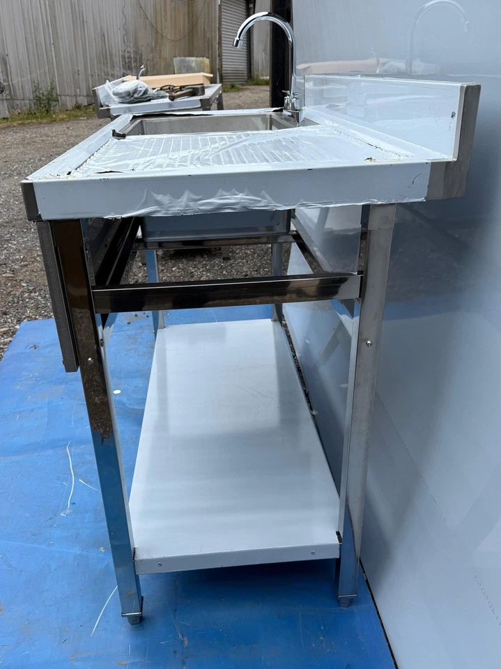 Stainless Steel Freestanding Sink 1.2m/120cm / Single Bowl + Right Hand Drainer - Image 4 of 4