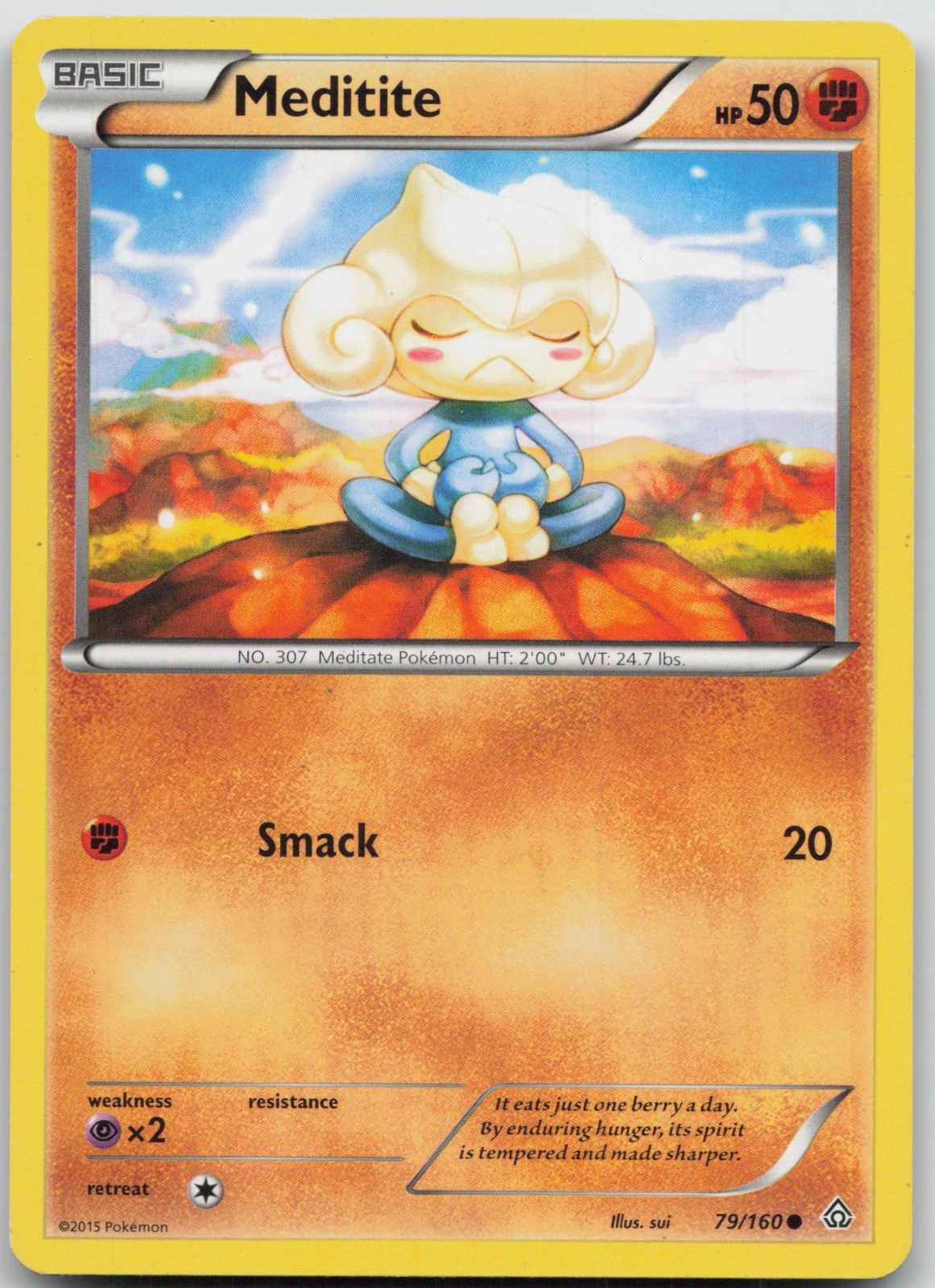 Meditite 79/160 Common Primal Clash Pokemon Moderately Played