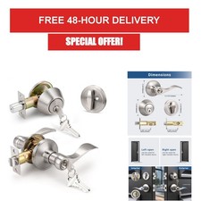 Knobonly Satin Nickel Entry Door Lock Set with Deadbolt - Keyed Alike