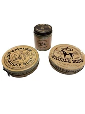 Lot of 3 Vintage Leather Care Tins Jar KIWI Cavalier Saddle Soap Propert's Boot