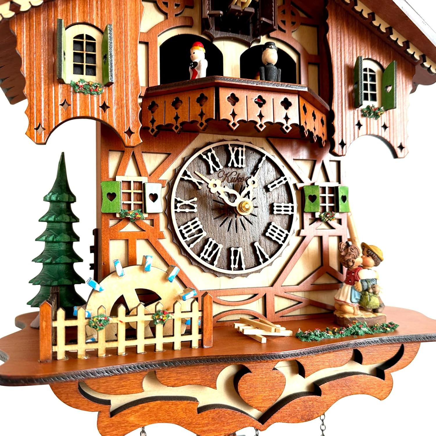 Traditional German Style Cuckoo Clock Black Forest House Clock with Moving Wood