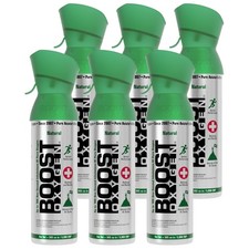 Boost Oxygen 5 Liter Canned Oxygen Bottle with Mouthpiece, Natural 6 Pack