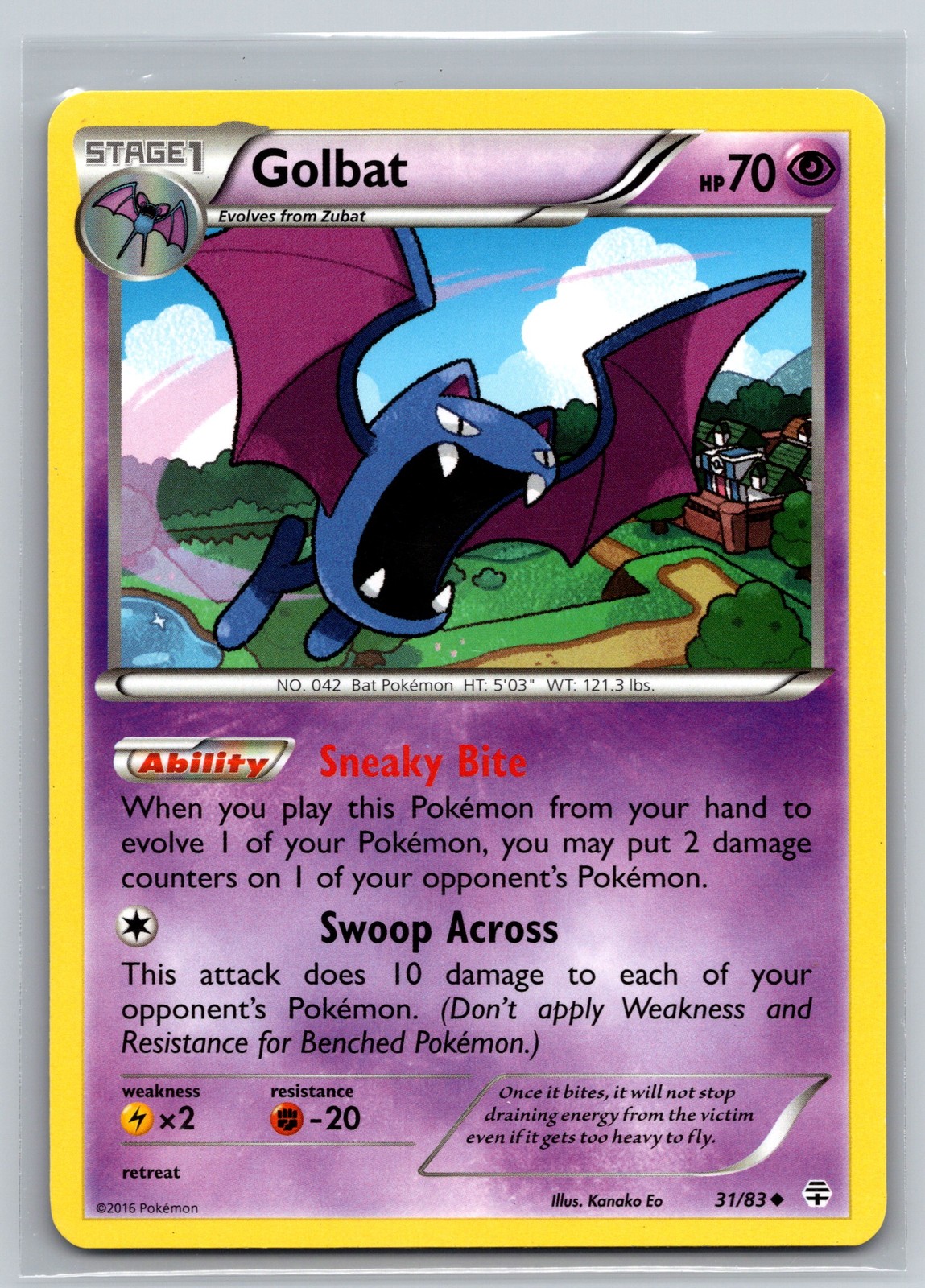 Golbat 31/83 Generations Pokemon Card Psychic Stage 1 Sneaky Bite Swoop Across