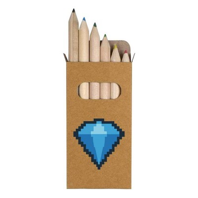 6 x '8-Bit Diamond Gem' kurze 85 mm Bleistifte/Buntstift Set (PE00080202)