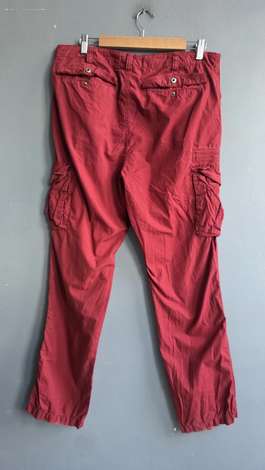 Tommy Hilfiger Red Cargo Trousers W34 L34 100% Cotton Pocket Work Pants Regular image 6