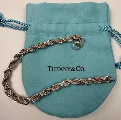 Tiffany & Co. 925 Sterling Silver 750 Gold Rope Twist Bracelet 7