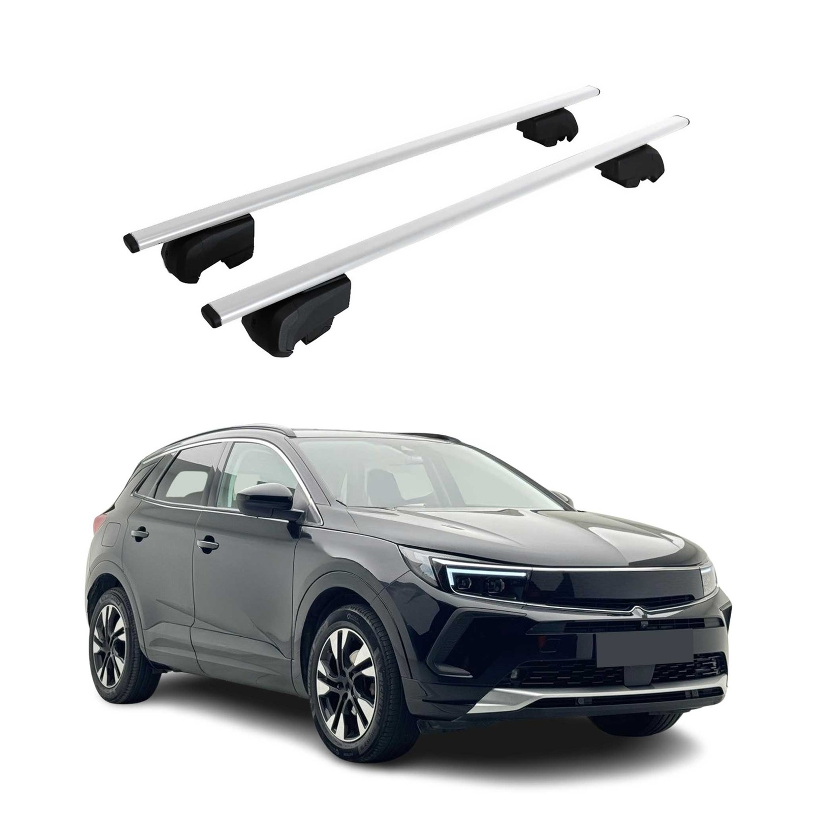 Barres de toit en fer argenté premium pour Opel Grandland finition haut de gamme