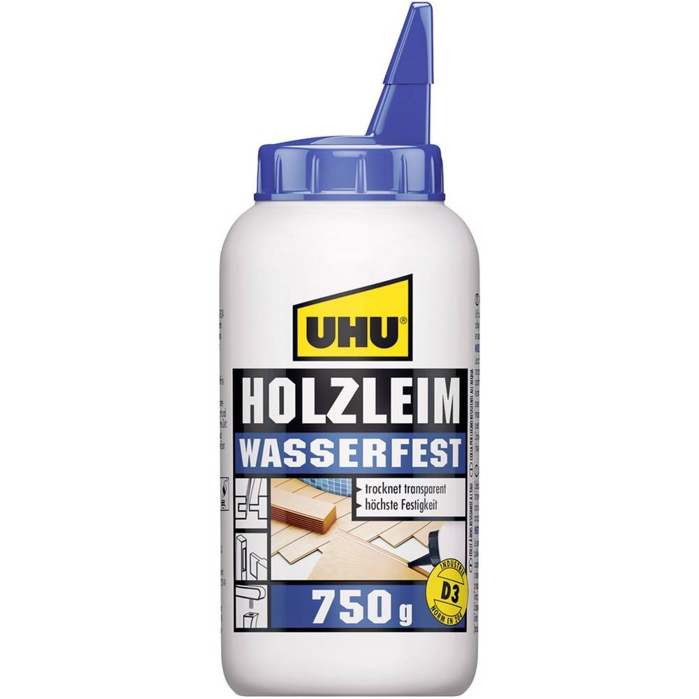 Colle à bois UHU 48520 à prise rapide formule vinylique forte densité flacon 750 g