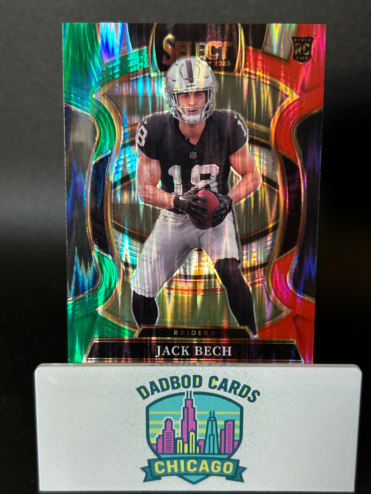2025 Panini Select Football - Jack Bech - Concourse RC Green and Red Shock Prizm