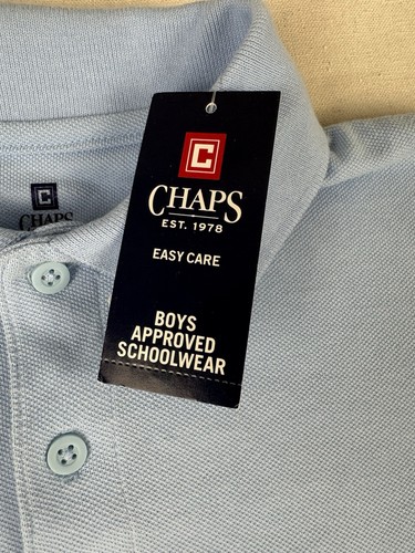 Chaps Polo Shirt Approved Schoolwear Boys Sz 8 Lt. Blue NWT - Picture 6 of 6