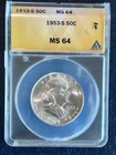 1953 s/s rpm Franklin half dollar DDR FS-501