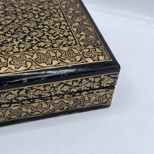 Joyero de baratija de madera arte lacado vintage diseño floral India 5"L×3"W - Imagen 9 de 19