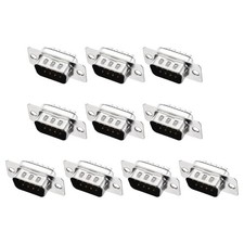 D-sub Connector DB9 Male 2 Row 9 Pin D-Sub Solder Connector 10Pcs, Black