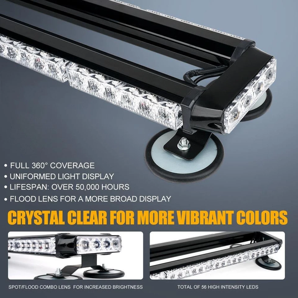 Xprite Pursuit Series 26" 56-LED Amber/White Magnet Mount Light Bar - Imagem 2 de 4