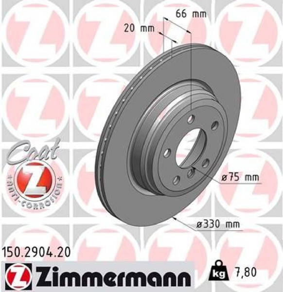 2X Bremsscheibe Zimmermann 150.2904.20 2 Bremsscheiben Hinterachse Hinten-image