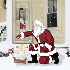 Santa Jesus Nativity Yard Sign Large 90cm Tall Weatherproof Religious Santa H...