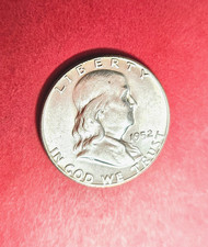 1952 Franklin Silver Half Dollar. AU.  90% Silver.  ------------ A22