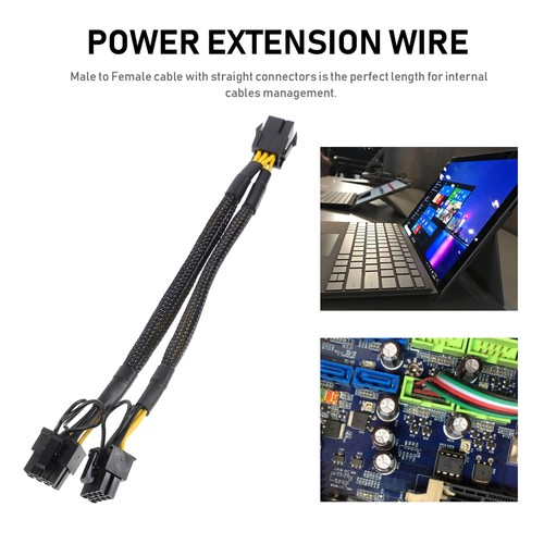 Mother to Double Pcie Power Cable Splitter Cord Graphics Cards Extension - Afbeelding 2 van 12