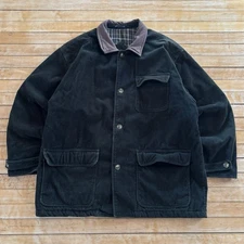 VTG 90s Corduroy Chore Barn Jacket Coat Flannel Lined Mens XL Green Button Up