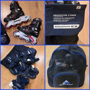 WARP inline skates BUNDLE – Skates (Youth Size 4), Pads (NWT) & Carry Bag