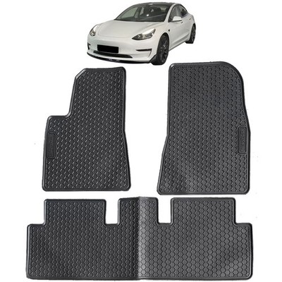 Auto Gummi Fußmatten Schwarz Premium Set für Tesla Model 3 17-23