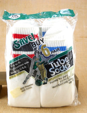 New Vintage 1970s Over The Calf Tube Socks 6 Pack Sealed Made in the USA
