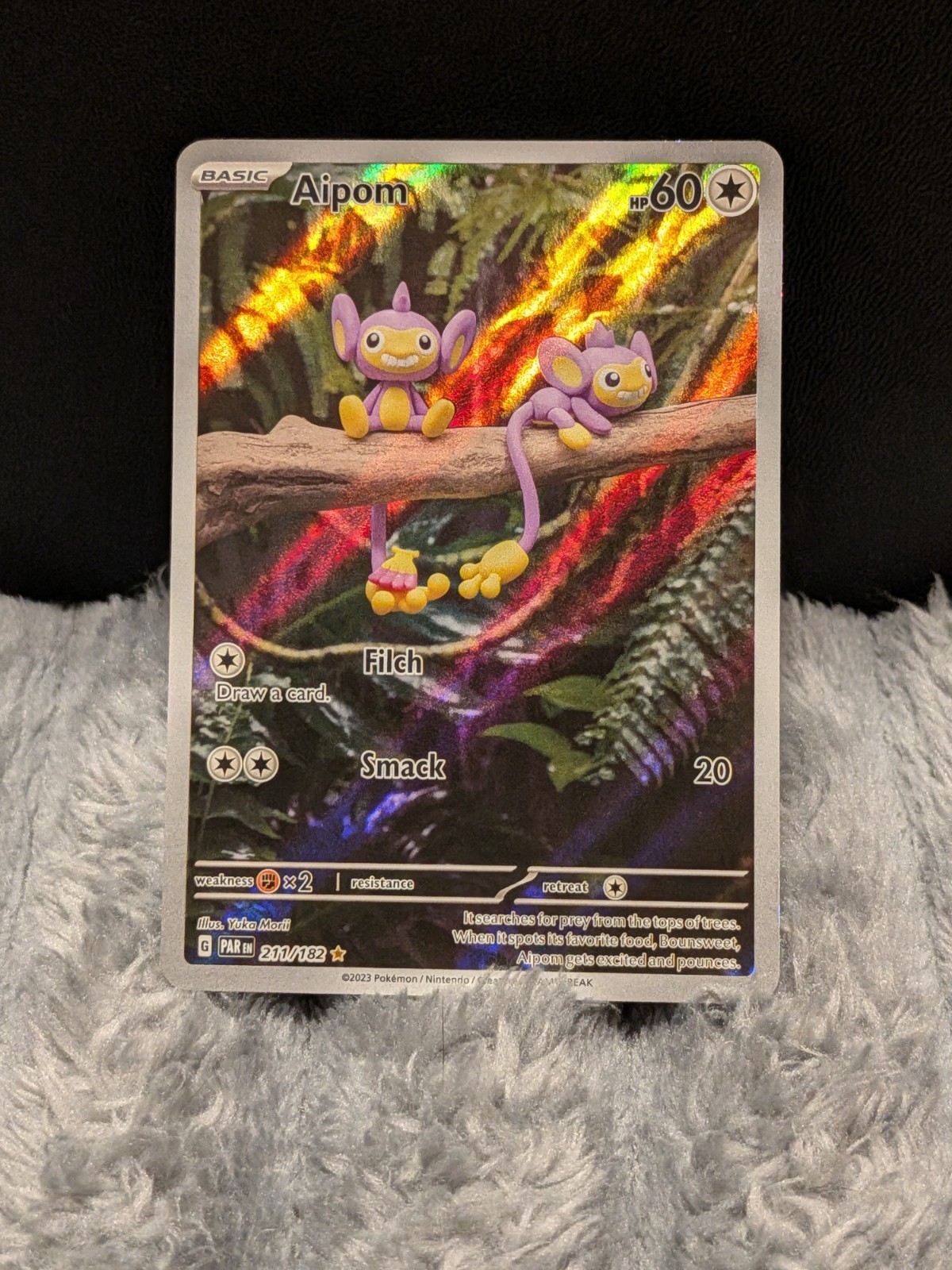 Pokemon TCG Aipom 211/182 SV04 Paradox Rift Illustration Rare Holo EN 2023