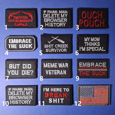 3  Hook  Loop Humor Funny Patches  Backings For Sale - New - Pick  Choose
