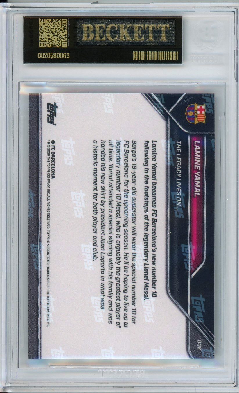 2025 Barcelona Topps Now Soccer Lamine Yamal Messi BGS 10 Pristine Black Label view 2