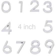 Modern House Numbers, 10 Pack Mailbox Numbers 0-9, 4 Inch High Silver-10