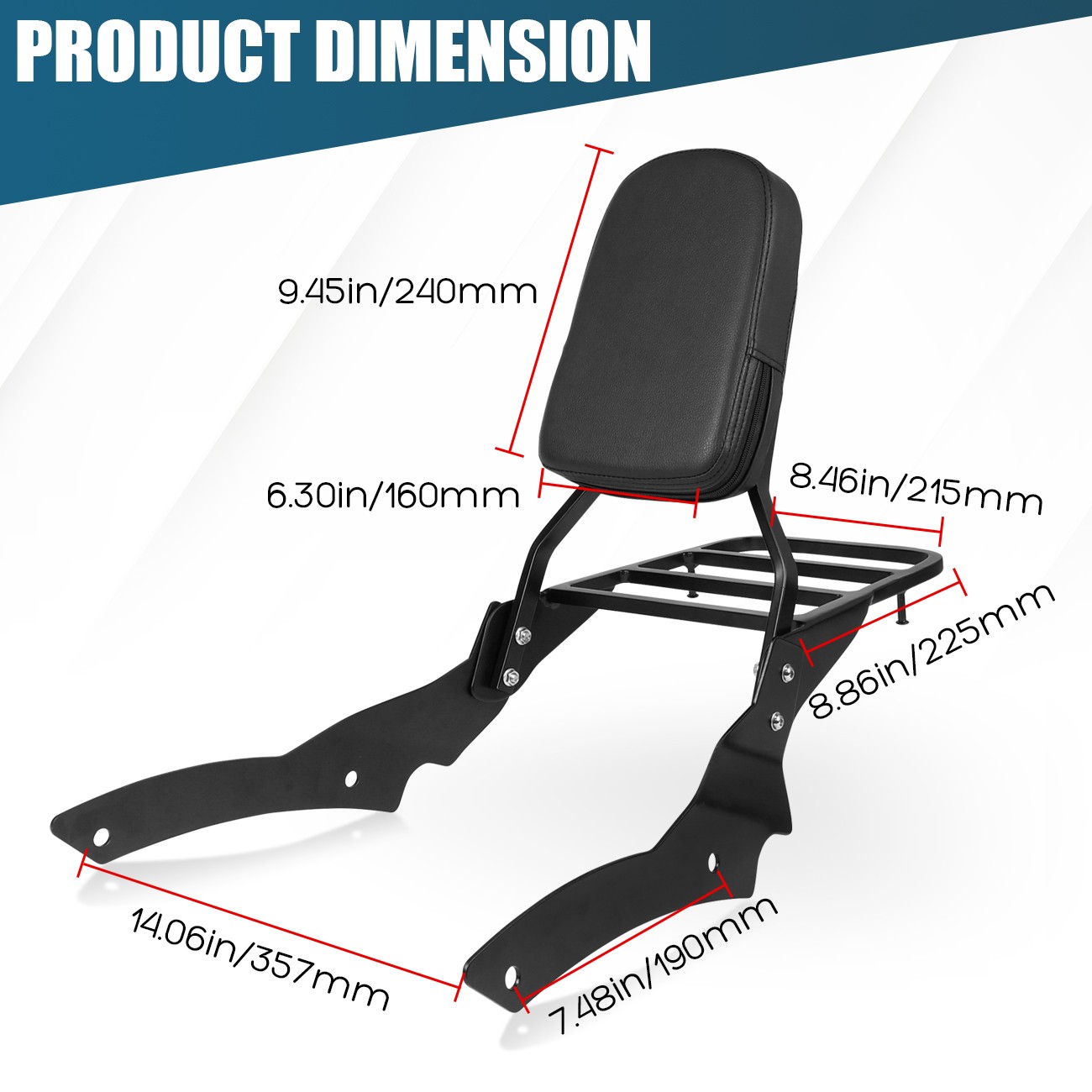 Fits For Yamaha V-Star 400 650 1996-2017 Black Rear Sissy Bar Passenger Backrest