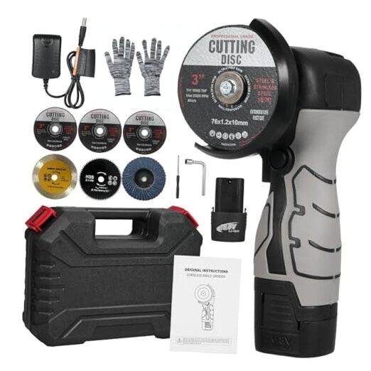 18V Cordless Angle Grinder 7000RPM with 2 Batteries Grey