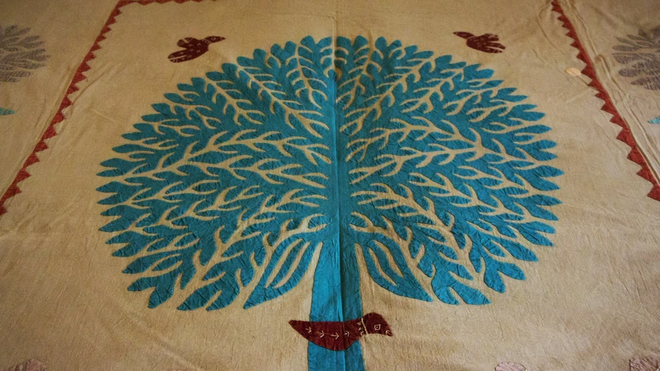 Tree of Life Applique Embroidered Cotton Bedsheet (85*103") - Image 2 of 4