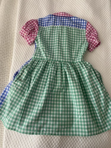 POLO RALPH LAUREN GIRLS DRESS SIZE 5 PINK BL GREEN WHITE CHECK - Picture 4 of 7