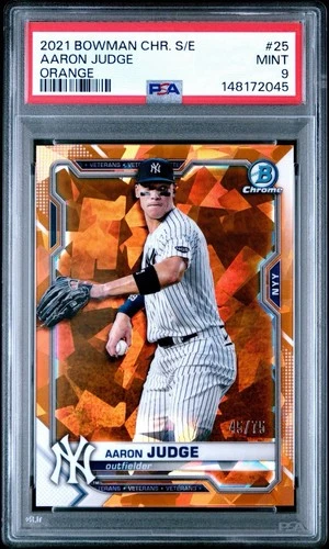 2021 BOWMAN CHROME SAPPHIRE EDITION 25 AARON JUDGE ORANGE /75 PSA 9