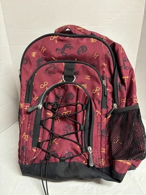 Harry Potter Backpack 18'' Red/Gold Hogwarts Multi Pockets Zippered Large