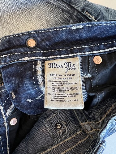 EUC Miss Me Girl's 7 Bermuda Blue Denim Shorts Rinestone - Picture 9 of 10